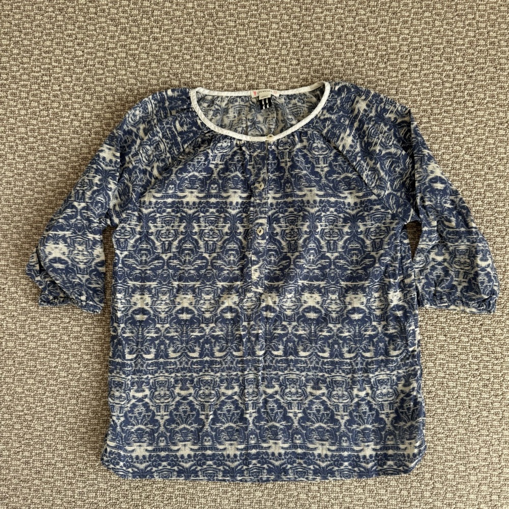 Crewcuts Navy and White Gauzy Summer Blouse